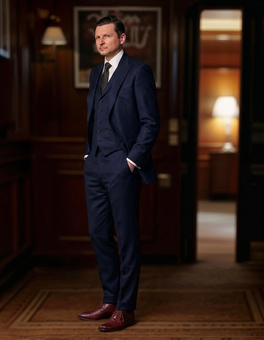 Rick Walker standing in a wood-paneled study
